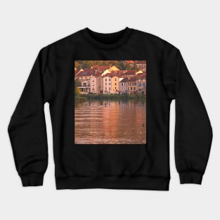 Evening Row - Belleville on Meuse River, France Crewneck Sweatshirt